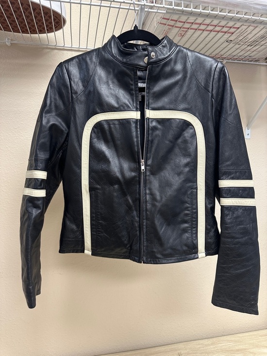 Wilsons Leather Jackets & Blazers - WILSONS LEATHER MAXIMA VINTAGE JACKET WHITE STRIPE/BLACK - S